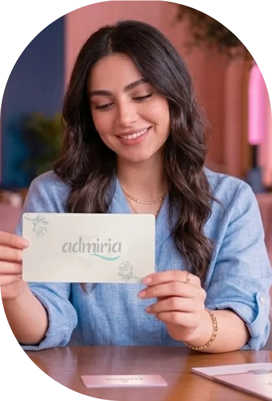Admiria club member holding card